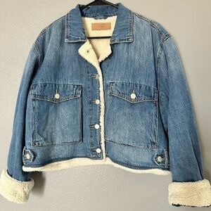Blank NYC Blue Denim Jacket with Cream Lining
